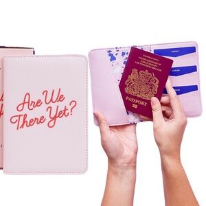 NWT THE STUDIO ASOS Are We There Yet? Printed Passport Holder Pink One Size